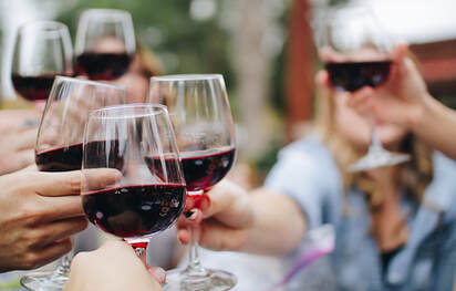 group toasting wine glasses